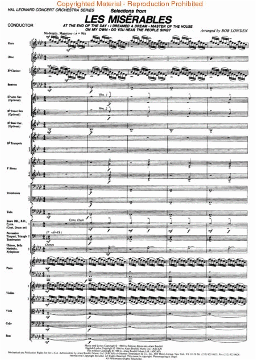 Selections from Les Misérables Full Orchestra scores gallery preview page 2