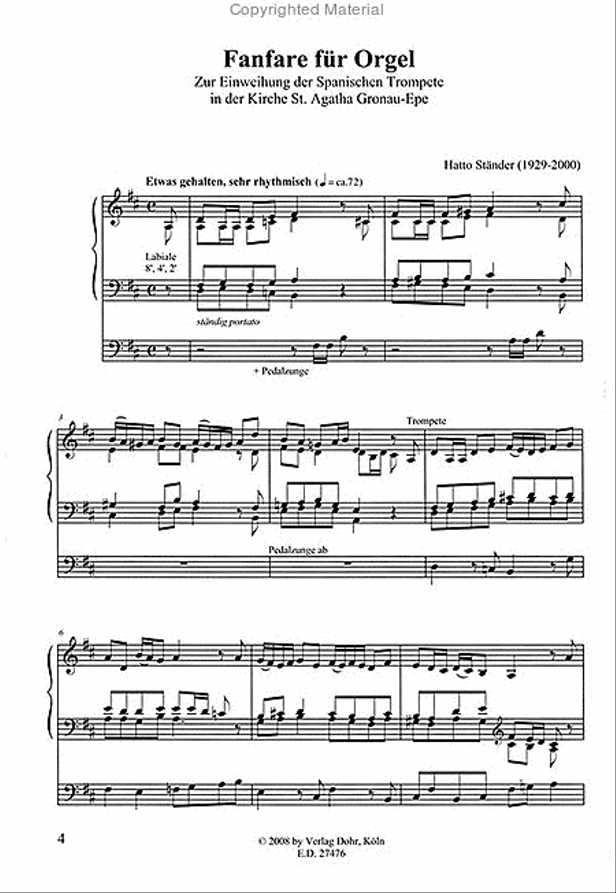 Fanfare für Orgel (1992) -Zur Einweihung der Spanischen Trompete in der Kirche St. Agatha Gronau-Epe- Organ scores gallery preview page 2
