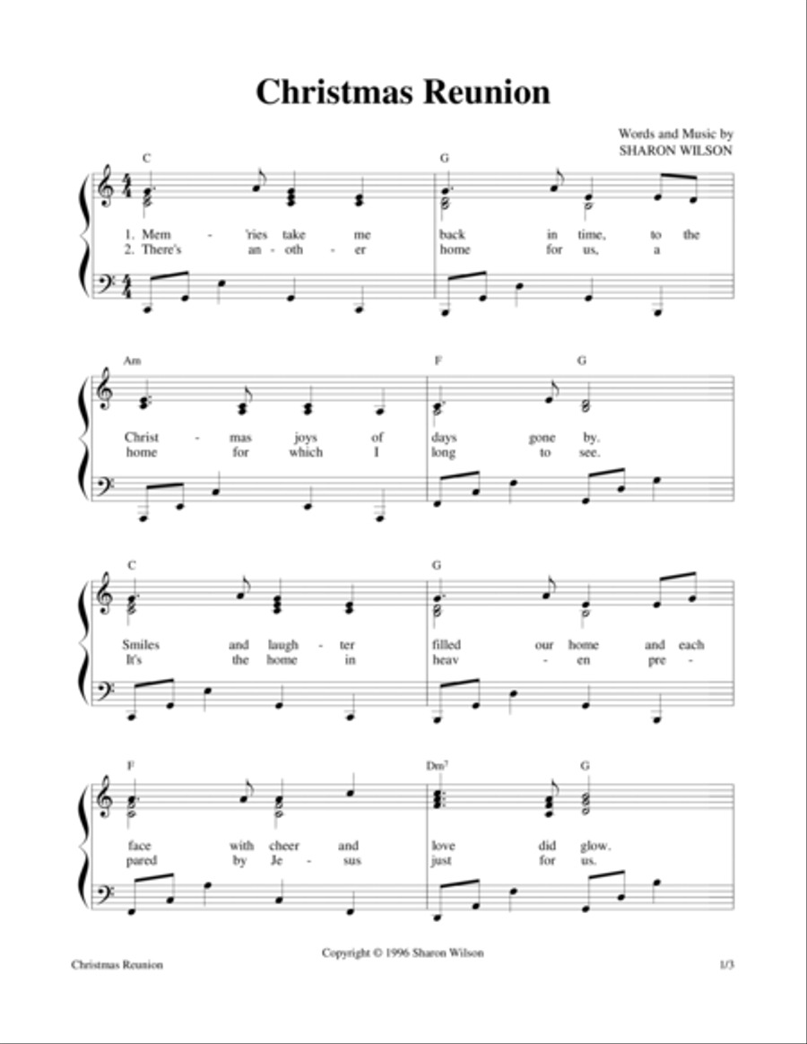 Christmas Reunion Piano, Vocal, Guitar scores gallery preview page 1