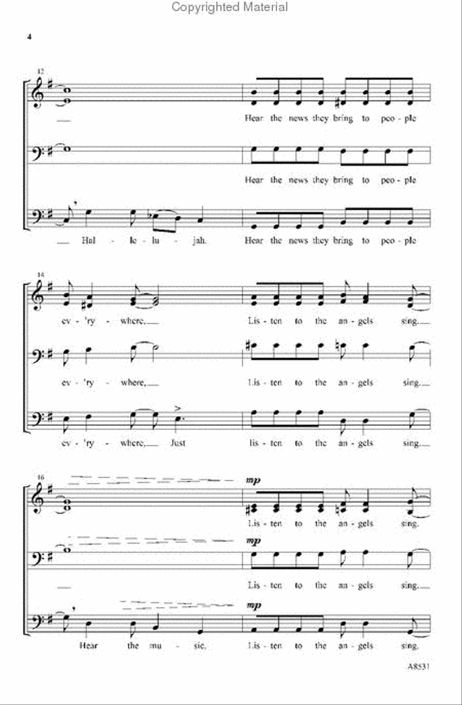 Listen to the Angels Sing 4-Part scores gallery preview page 4
