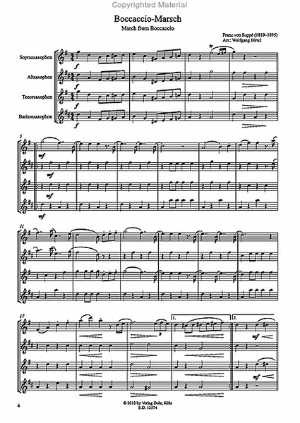 Boccaccio-Marsch (für Saxophonquartett (SATBar))