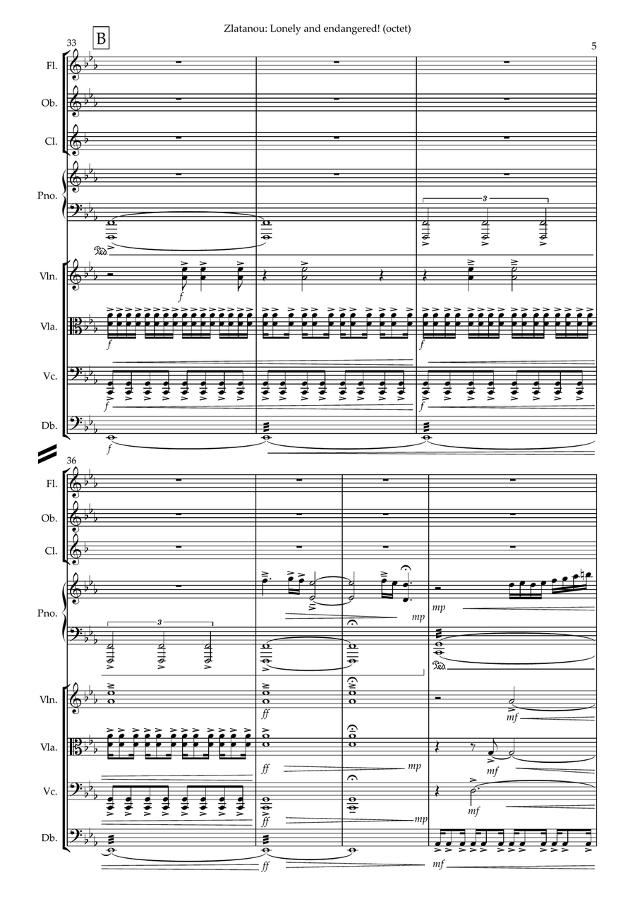 LONELY AND ENDANGERED Octet Chamber Orchestra scores gallery preview page 5