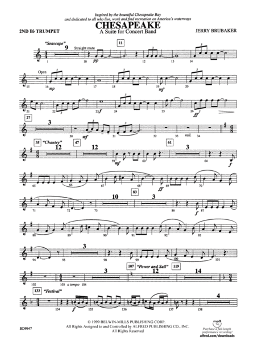 Chesapeake: 2nd B-flat Trumpet Concert Band scores gallery preview page 1