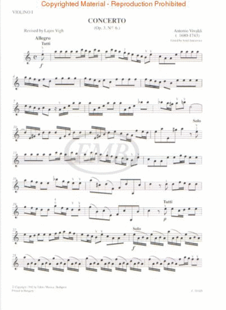 Concerto in A Minor for Violin, String and Cembalo RV 356