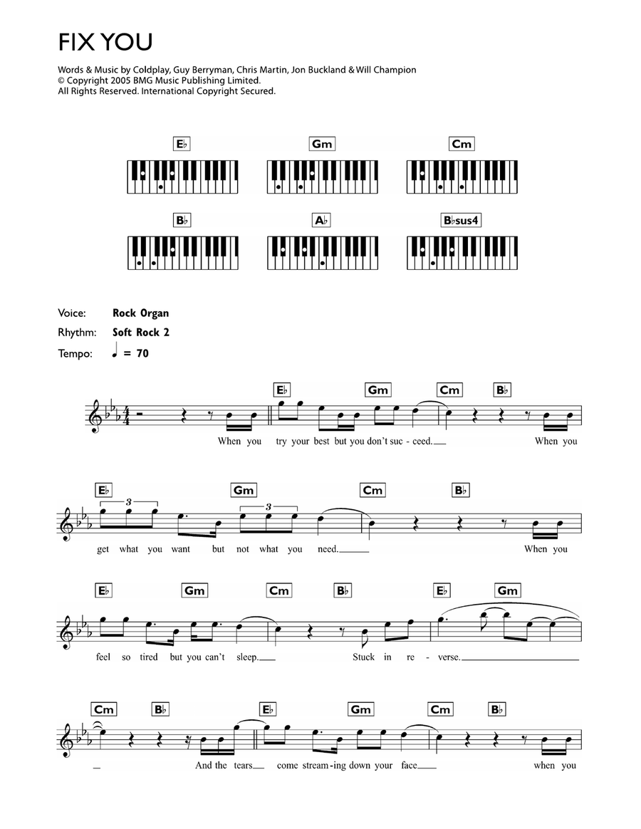 Fix You Fix You Piano scores gallery preview page 1
