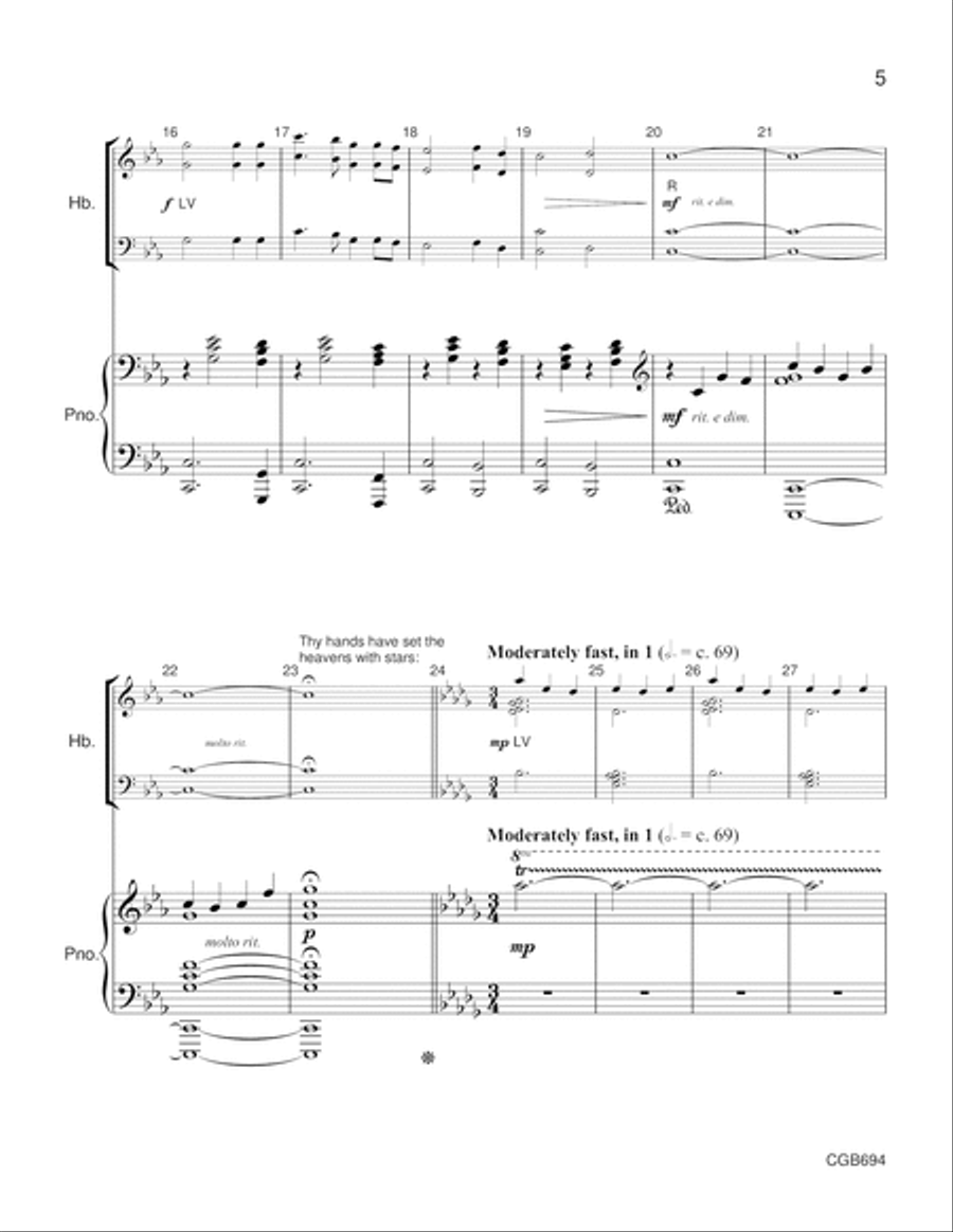 Many and Great, O God, Are Thy Things - Full Score Handbell Choir scores gallery preview page 5