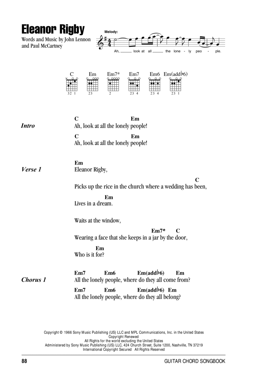 Eleanor Rigby Eleanor Rigby Acoustic Guitar scores gallery preview page 1