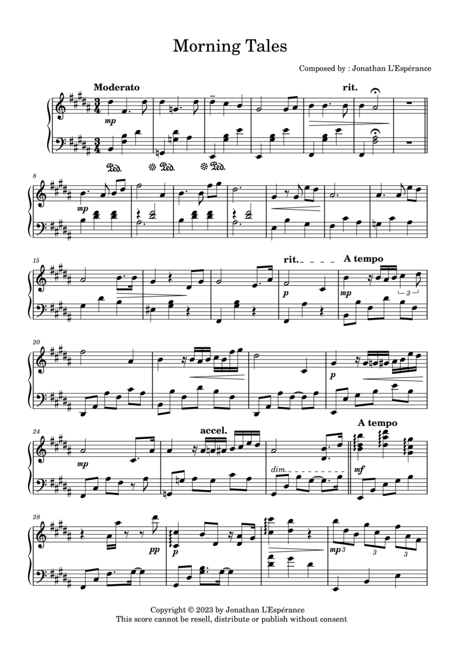 Morning Tales Piano Solo scores gallery preview page 1