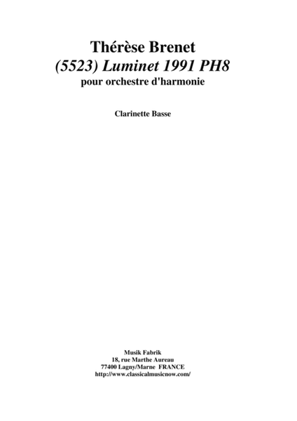 Thérèse Brenet: (5523) Luminet 1991 PH8 for concert band, bass clarinet part