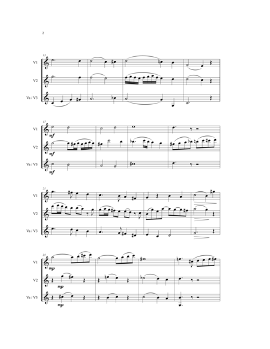 Adagio for Glass Armonica (Mozart) String Trio scores gallery preview page 2