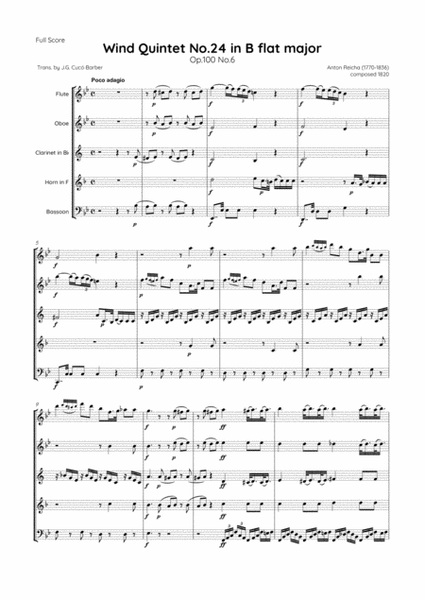 Reicha - Wind Quintet No.24 in B flat major, Op.100 No.6
