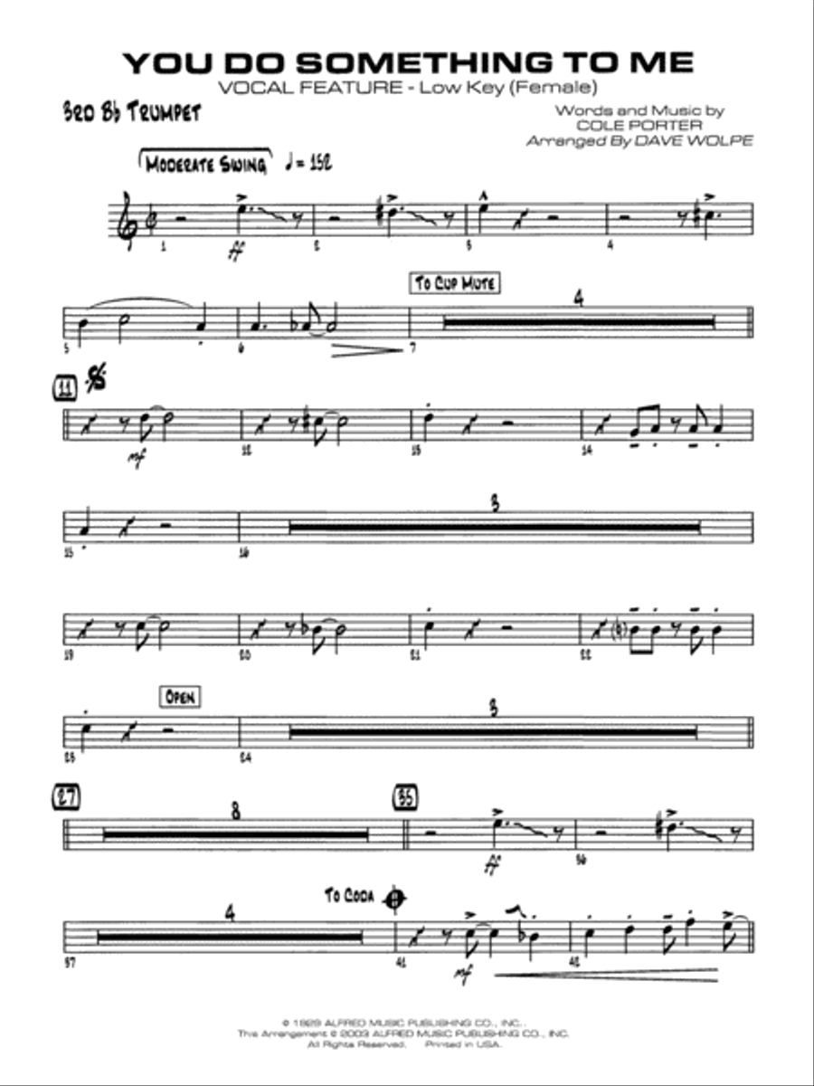 You Do Something to Me: 3rd B-flat Trumpet Jazz Ensemble scores gallery preview page 1