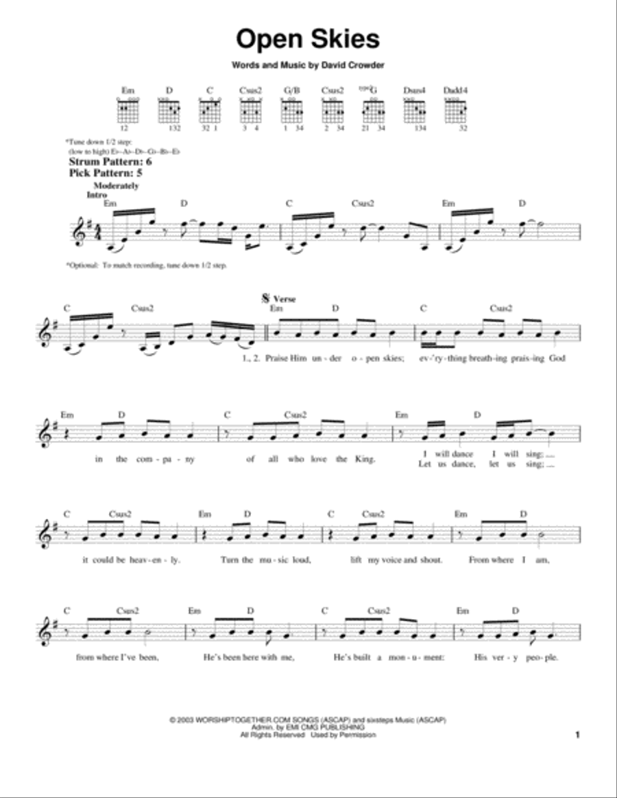 Open Skies Acoustic Guitar scores gallery preview page 1