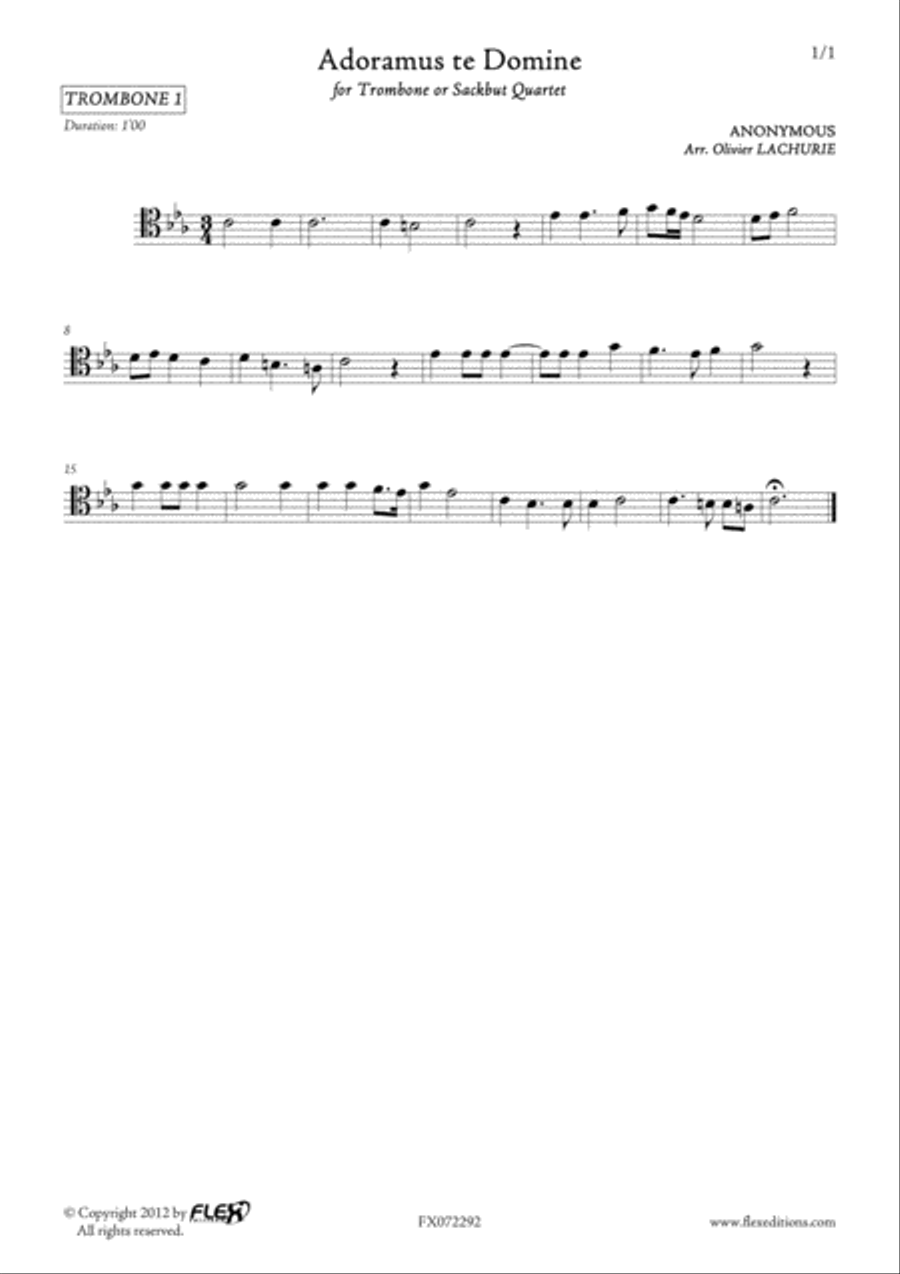 Adoramus te Domine Adoramus te Domine Trombone Quartet scores gallery preview page 3
