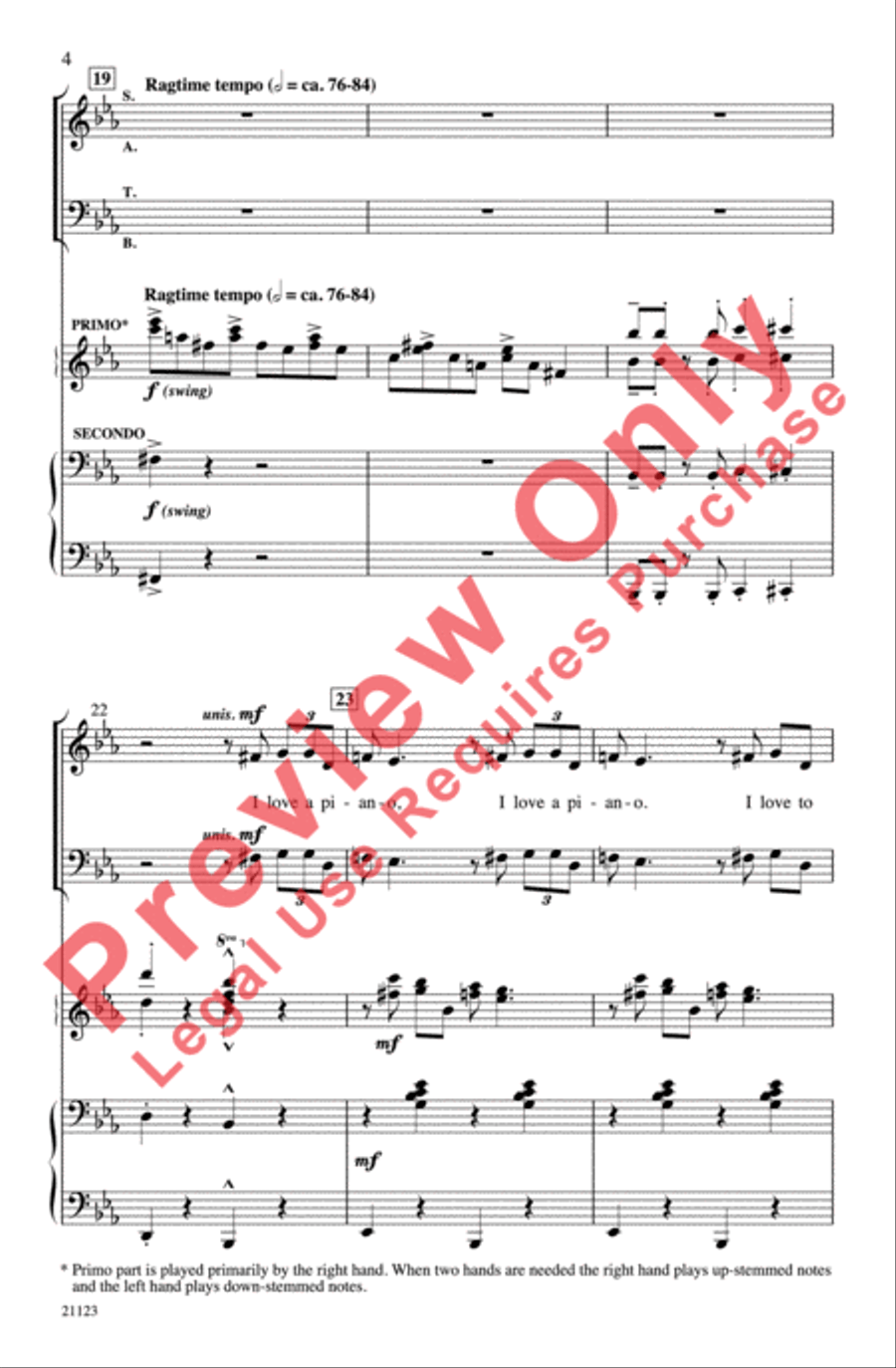 I Love a Piano 4-Part scores gallery preview page 4