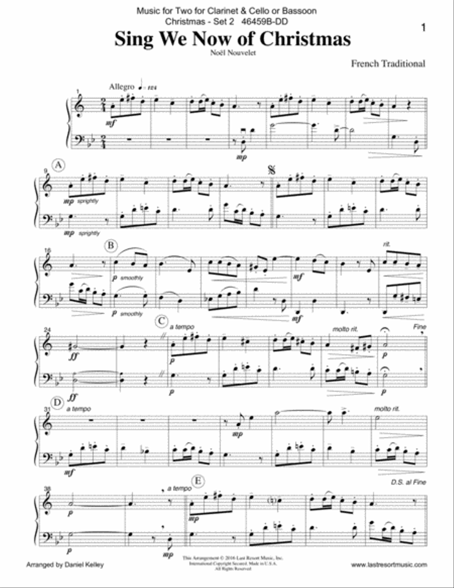 Christmas Duets for Clarinet and Cello or Clarinet and Bassoon - Set 2 - Music for Two Woodwind Ensemble scores gallery preview page 5