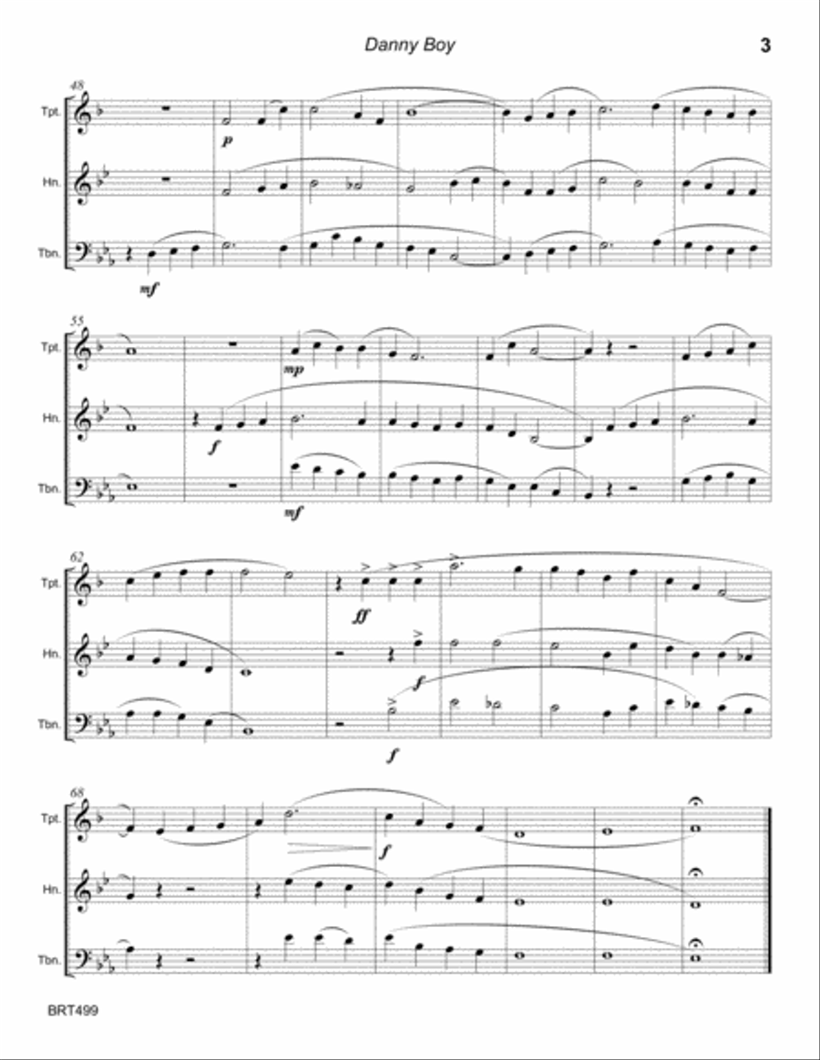 DANNY BOY - BRASS TRIO (unaccompanied) Brass Trio scores gallery preview page 3