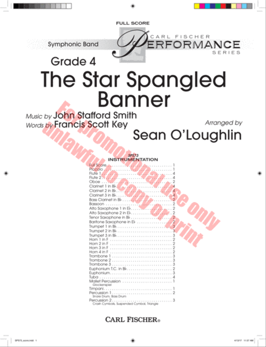 The Star Spangled Banner Concert Band scores gallery preview page 2