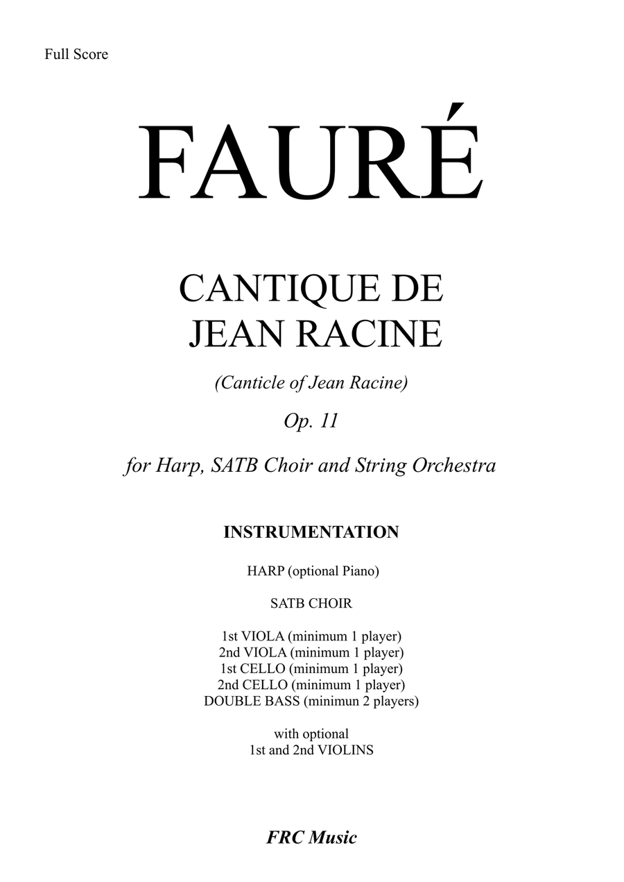 Cantique de Jean Racine (Canticle of Jean Racine) for Harp, SATB Choir and String Orchestra 4-Part scores gallery preview page 2