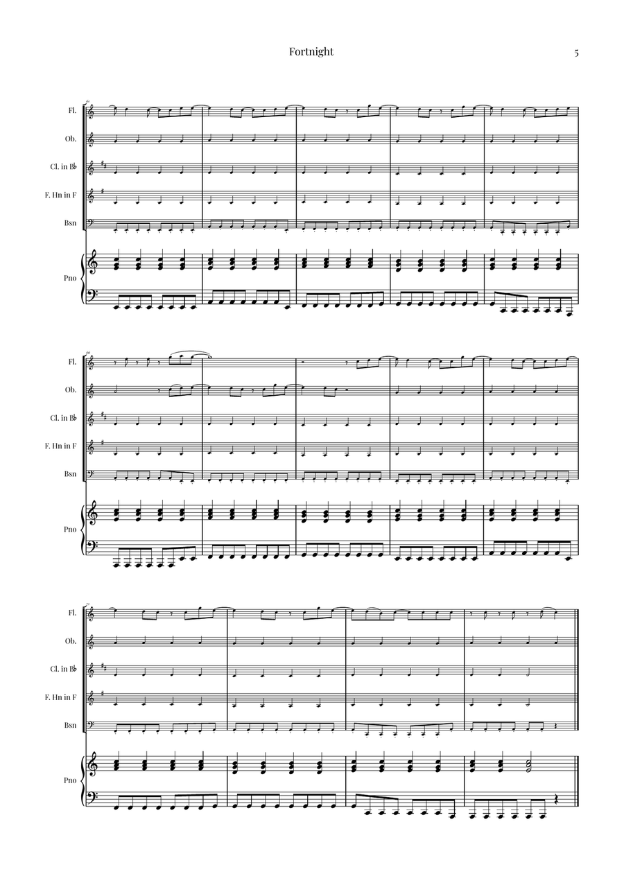 Fortnight Woodwind Quintet scores gallery preview page 5