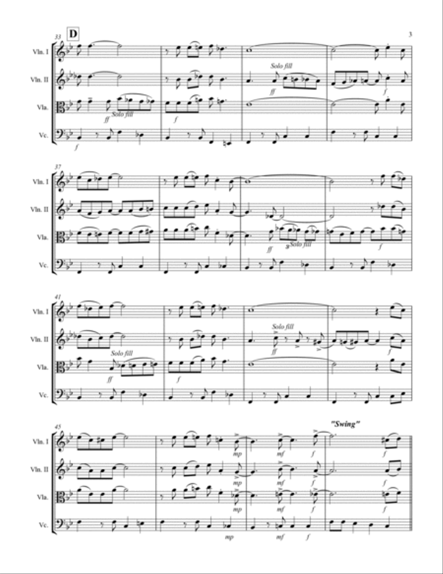 St. Louis Blues (for String Quartet) String Quartet scores gallery preview page 4
