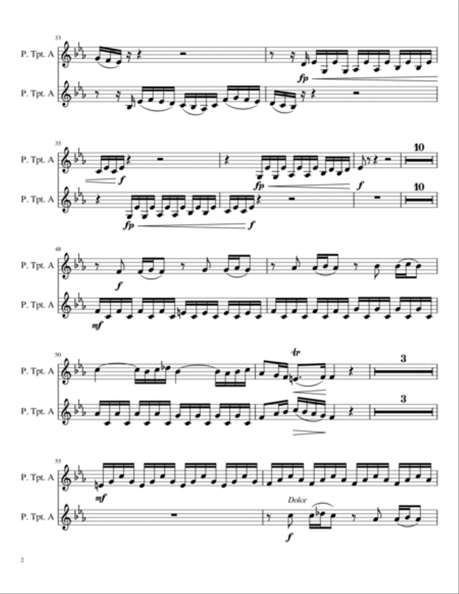Concerto for Two Violins in A Minor Trumpet Duet scores gallery preview page 2