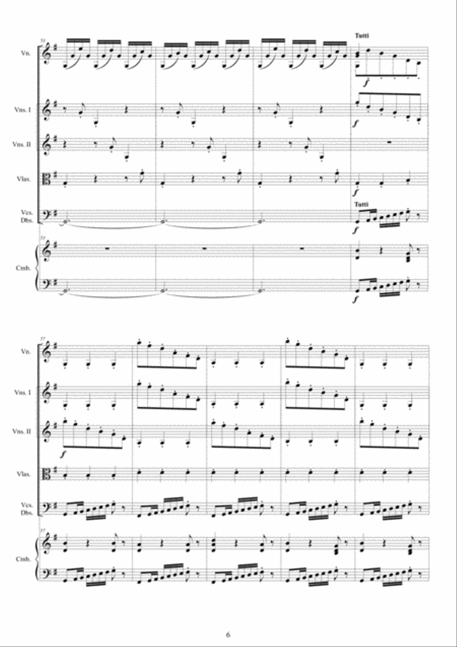 Vivaldi - Violin Concerto No.10 in G major RV 300 Op.9 for Violin, Strings and Cembalo Chamber Orchestra scores gallery preview page 6