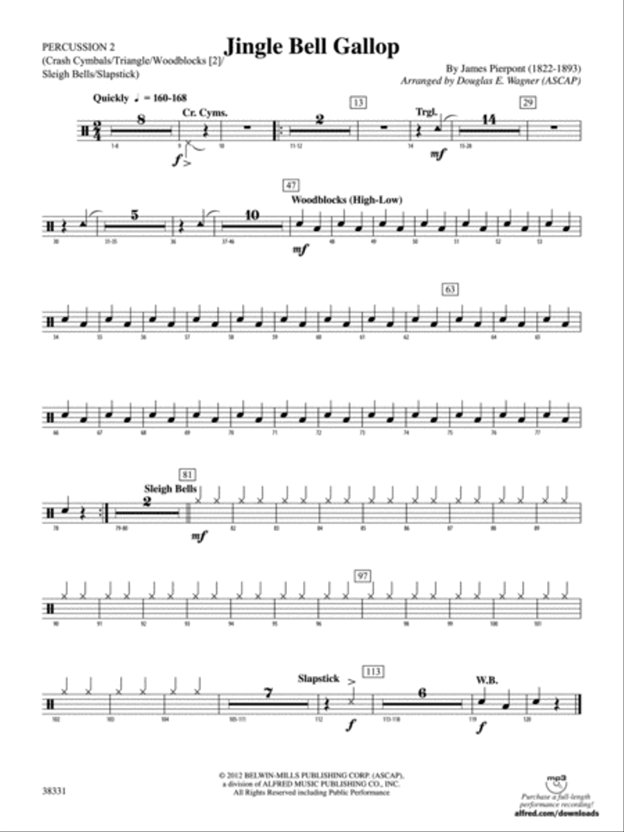 Jingle Bell Gallop: 2nd Percussion Concert Band scores gallery preview page 1