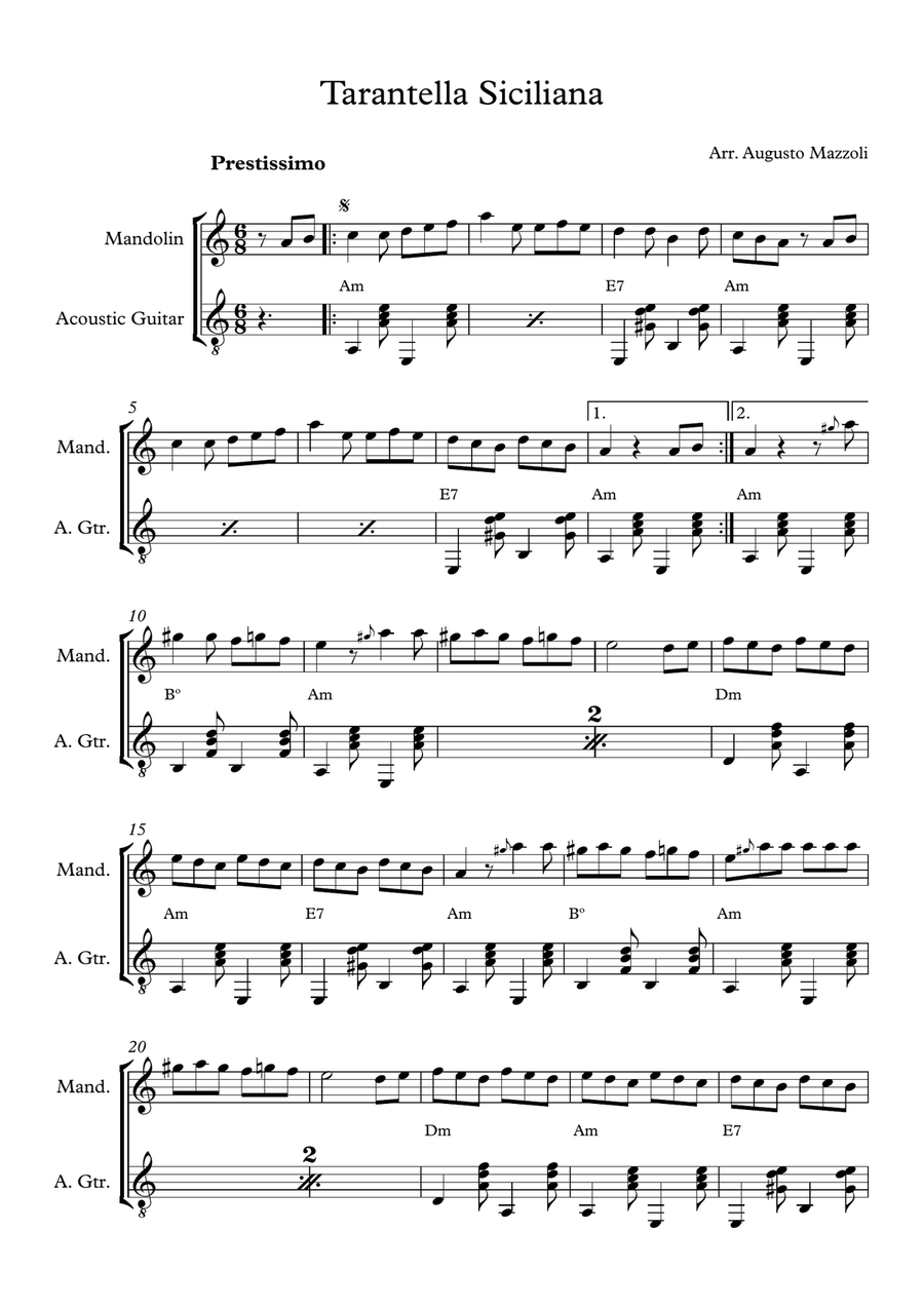 Tarantella Siciliana Acoustic Guitar scores gallery preview page 1
