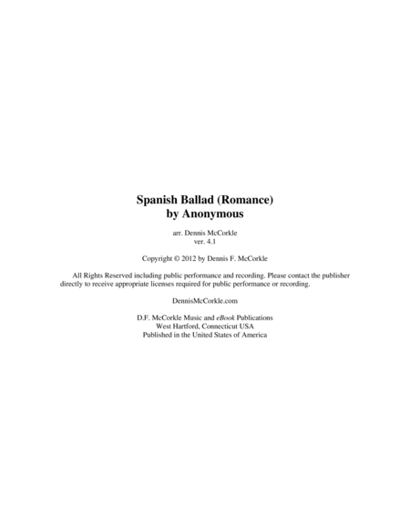 Spanish Ballad (Romanza) [Excerpt] - Student Edition