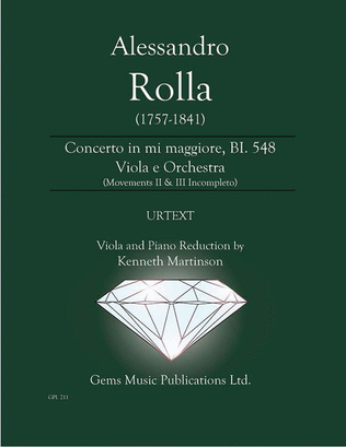Book cover for Concerto in mi maggiore, BI. 548 Viola e Orchestra