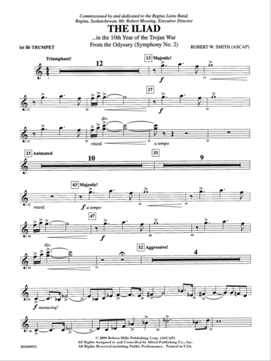 The Iliad from The Odyssey Symphony No. 2 1st B flat Trumpet by Robert W. Smith Concert Band Digital Sheet Music Sheet Music Plus