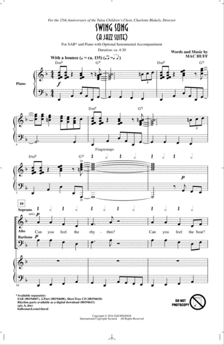 Swing Song (A Jazz Suite) 3-Part scores gallery preview page 1