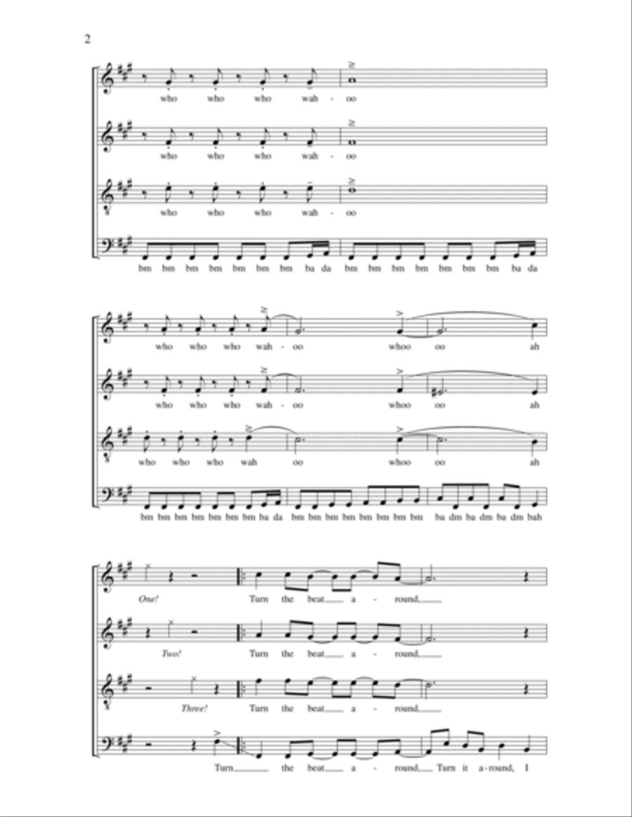 Turn The Beat Around 4-Part scores gallery preview page 2