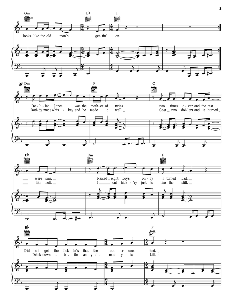 Brown-Eyed Women Piano, Vocal, Guitar scores gallery preview page 3