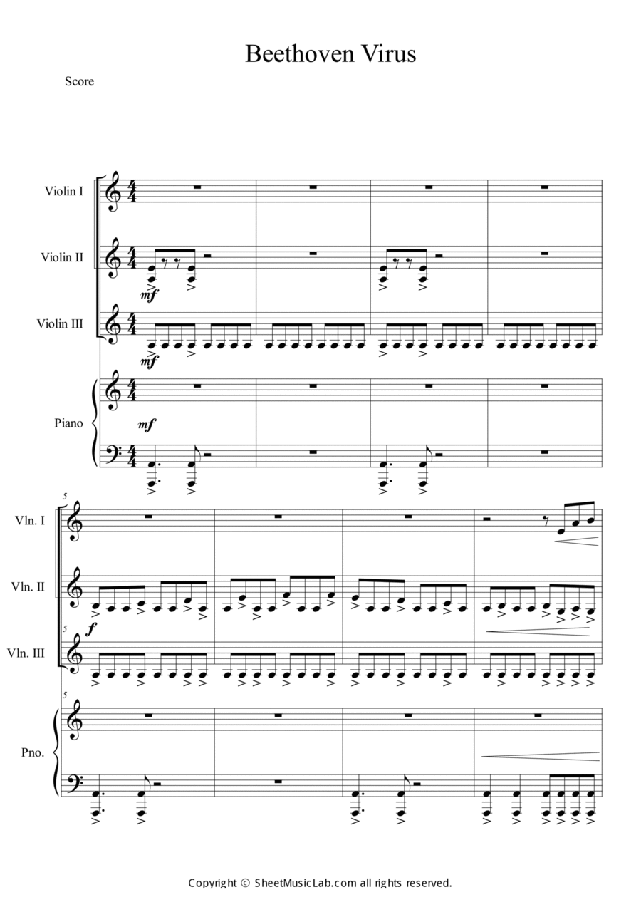 Beethoven Virus Piano Quartet scores gallery preview page 1