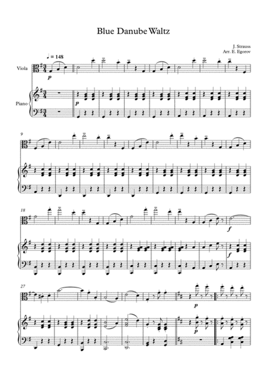 Blue Danube Waltz, Johann Strauss Jr., For Viola & Piano image number null