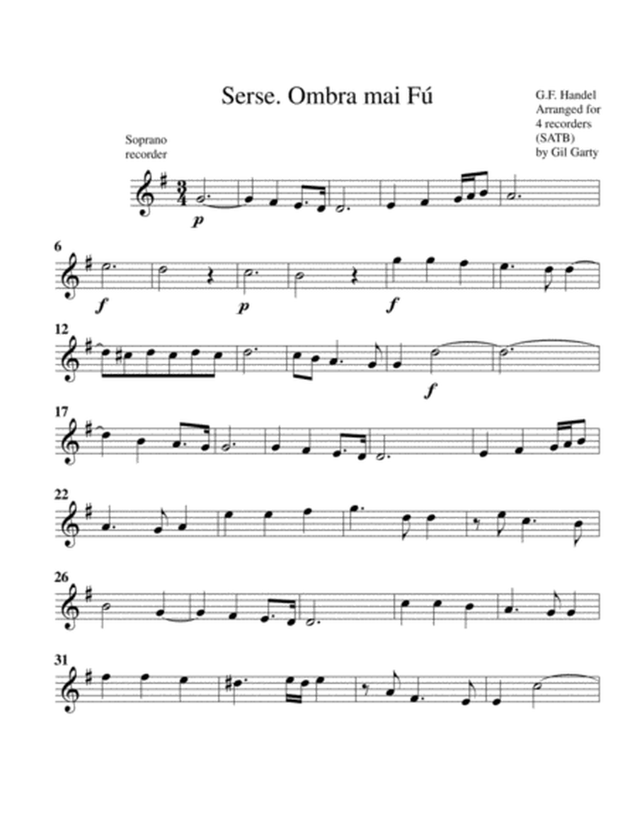 Largo from the opera Serse (ombra mai fu) (arrangement for 4 recorders)