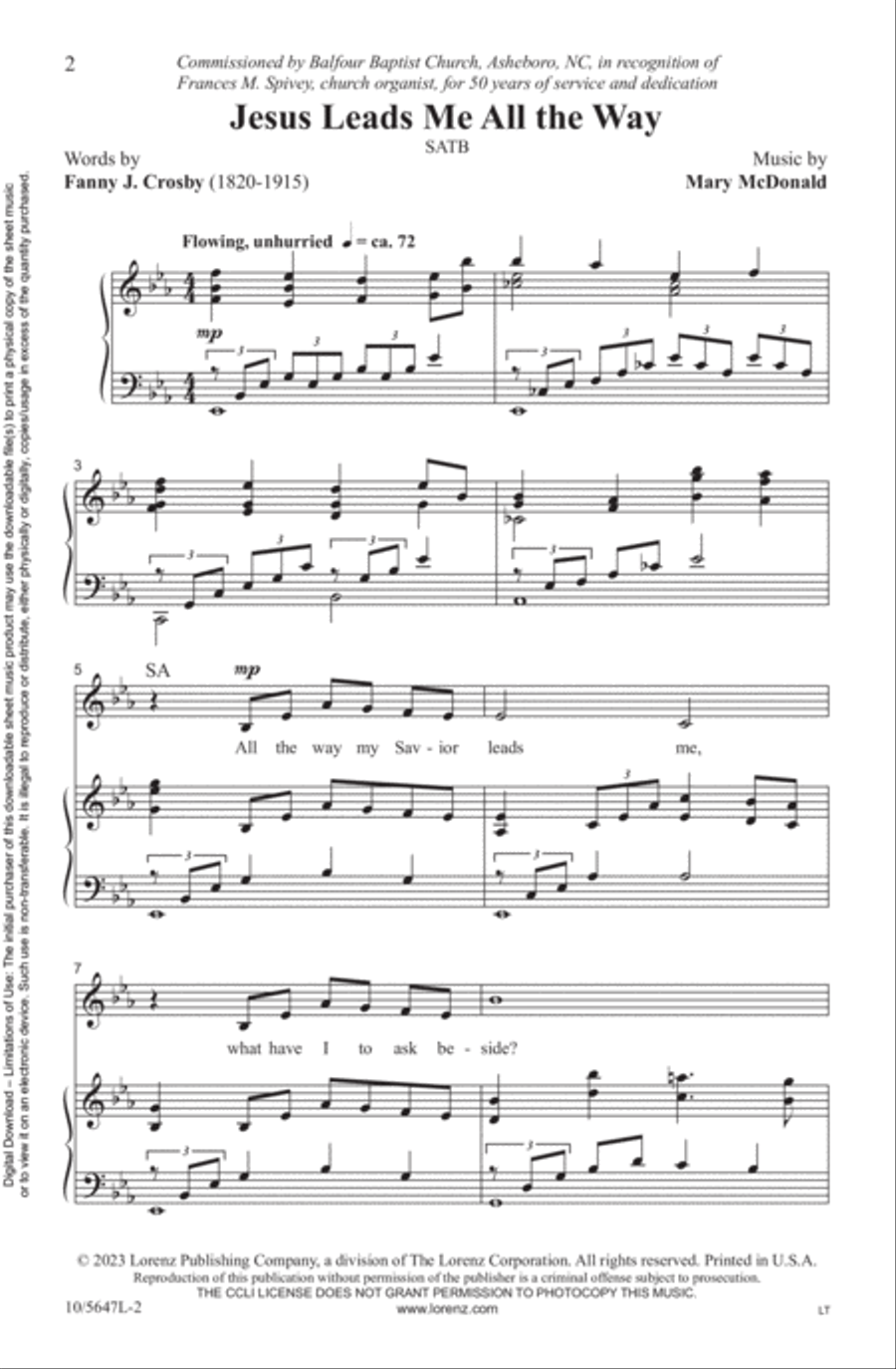 Jesus Leads Me All the Way 4-Part scores gallery preview page 2