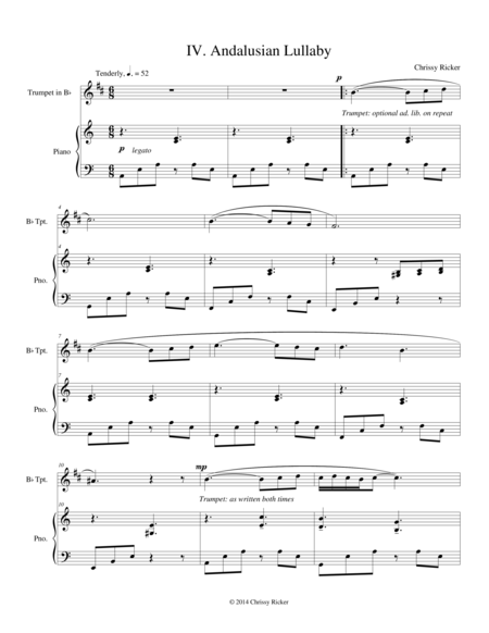 Andalusian Lullaby (#4 from the "Alhambra Suite") - intermediate trumpet with piano accompaniment image number null