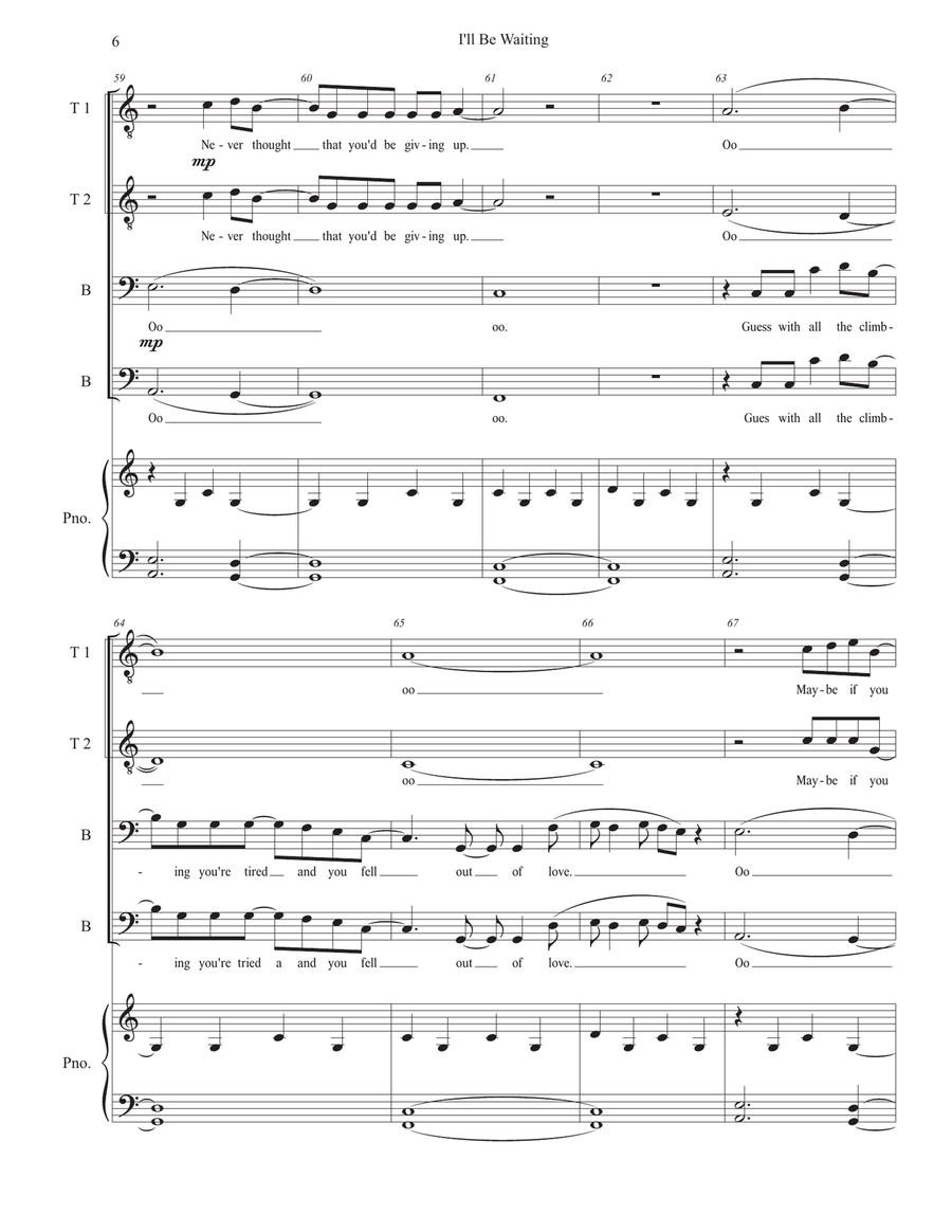 I'll Be Waiting TTBB scores gallery preview page 6
