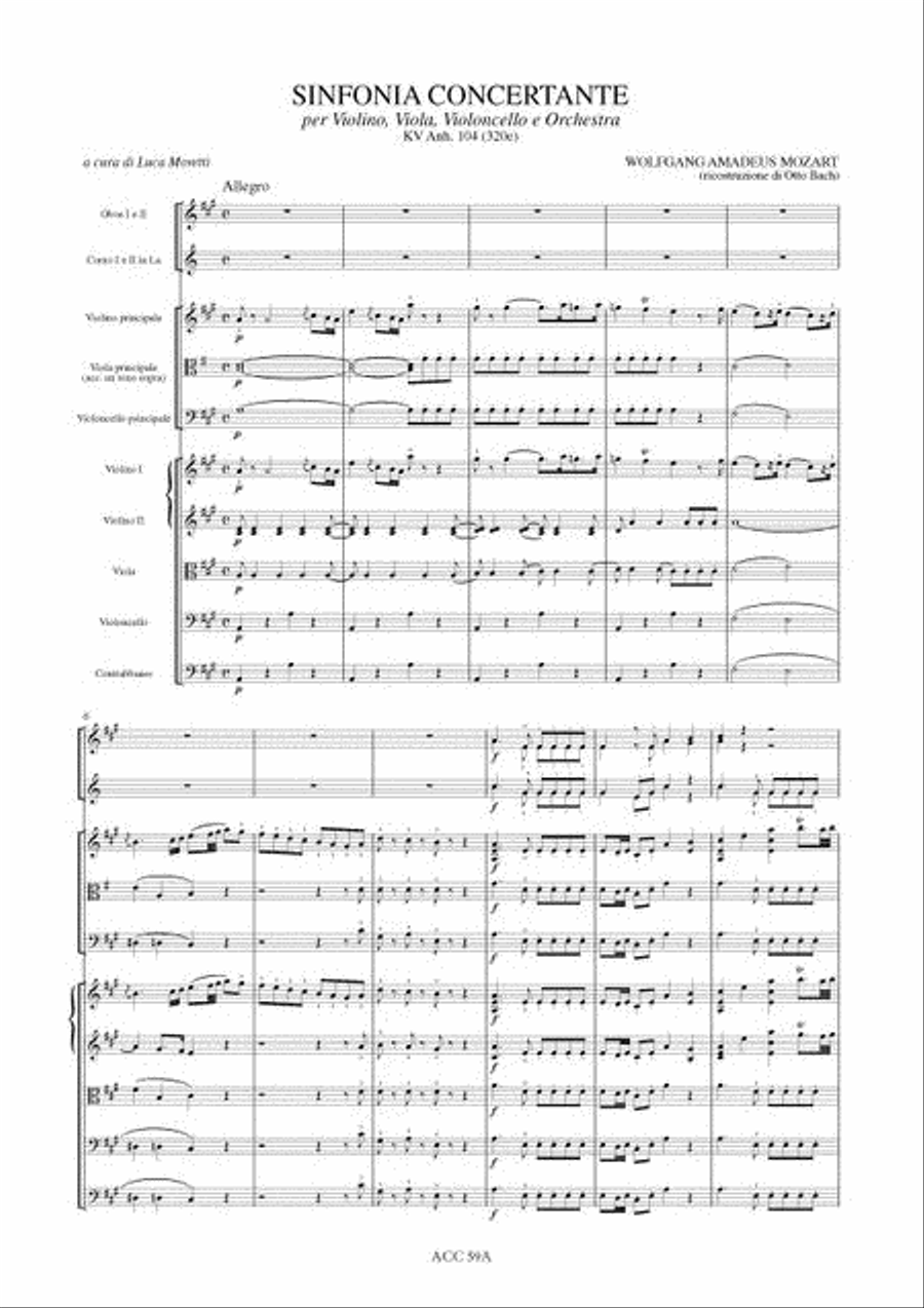 Sinfonia Concertante in A Major KV Anh. 104 (320e) for Violin, Viola, Violoncello and Orchestra. Reconstruction by Otto Bach Orchestra scores gallery preview page 2
