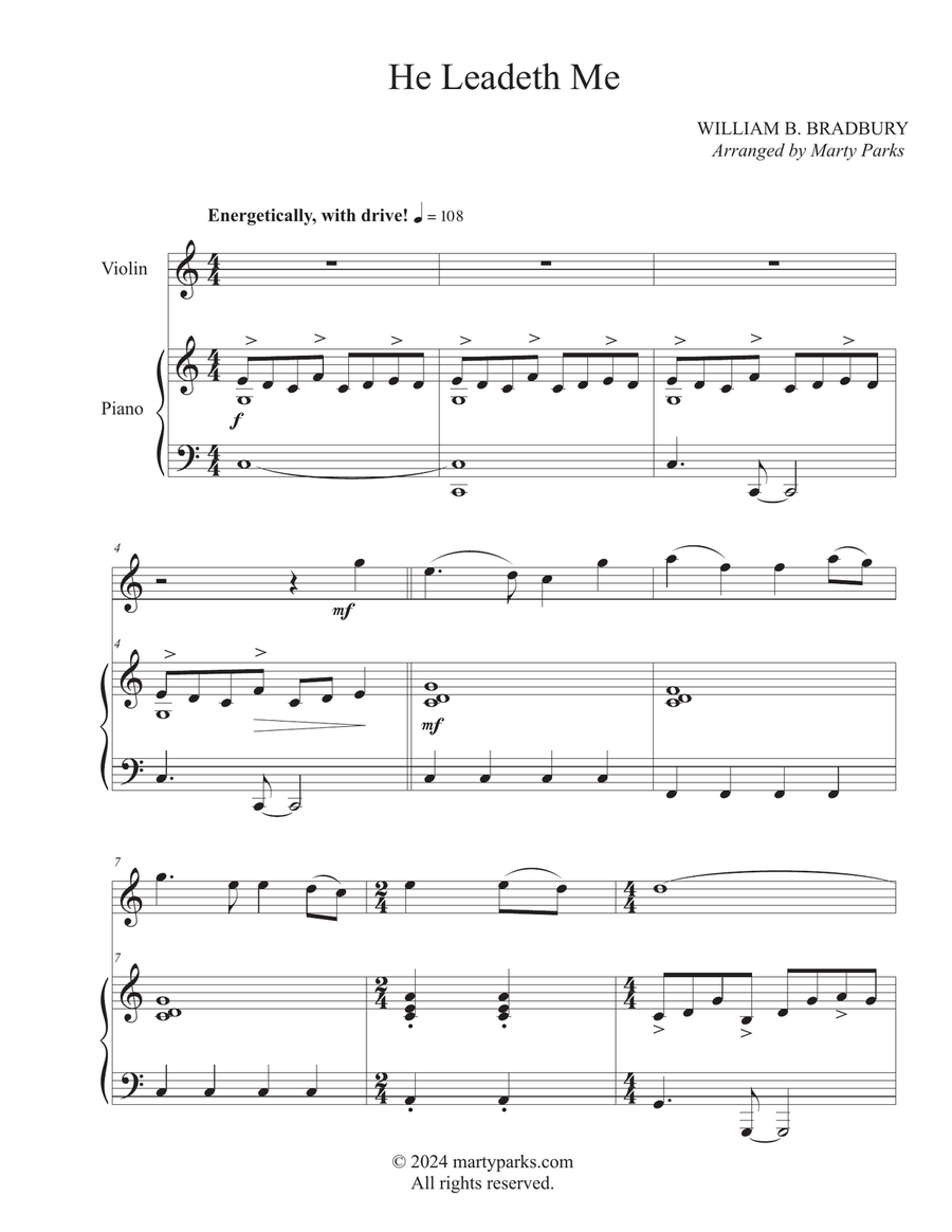 He Leadeth Me (Violin-Piano) Violin Solo scores gallery preview page 1