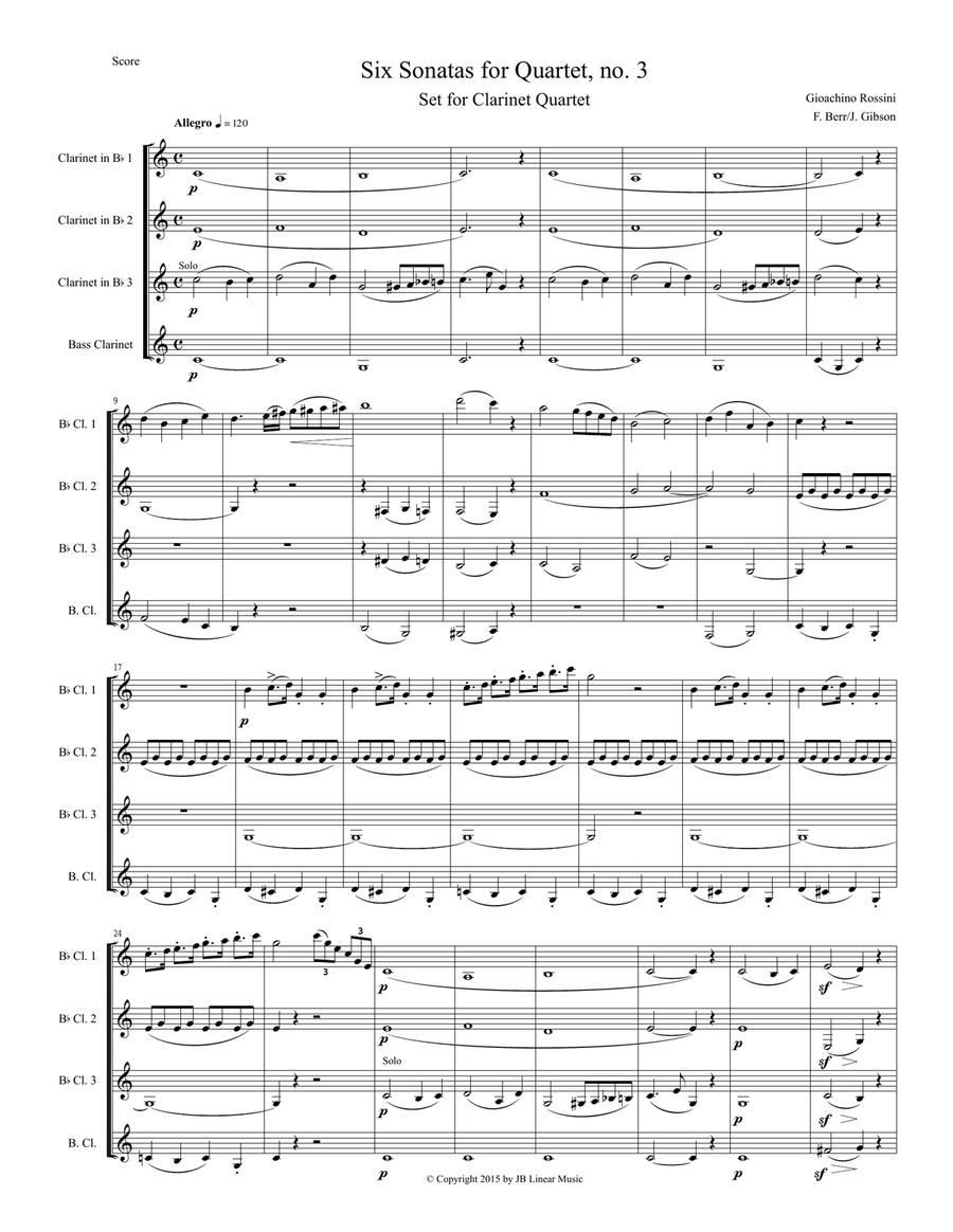 Rossini Quartet set for Clarinets Clarinet Quartet scores gallery preview page 2