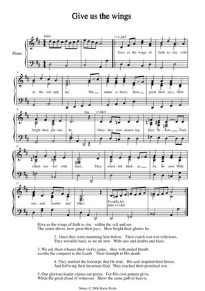 Give us the wings. A new tune to a wonderful Isaac Watts hymn.
