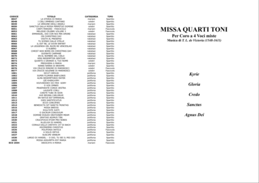 MISSA IV TONI - T. L. de Victoria - For SATB Choir 4-Part scores gallery preview page 3