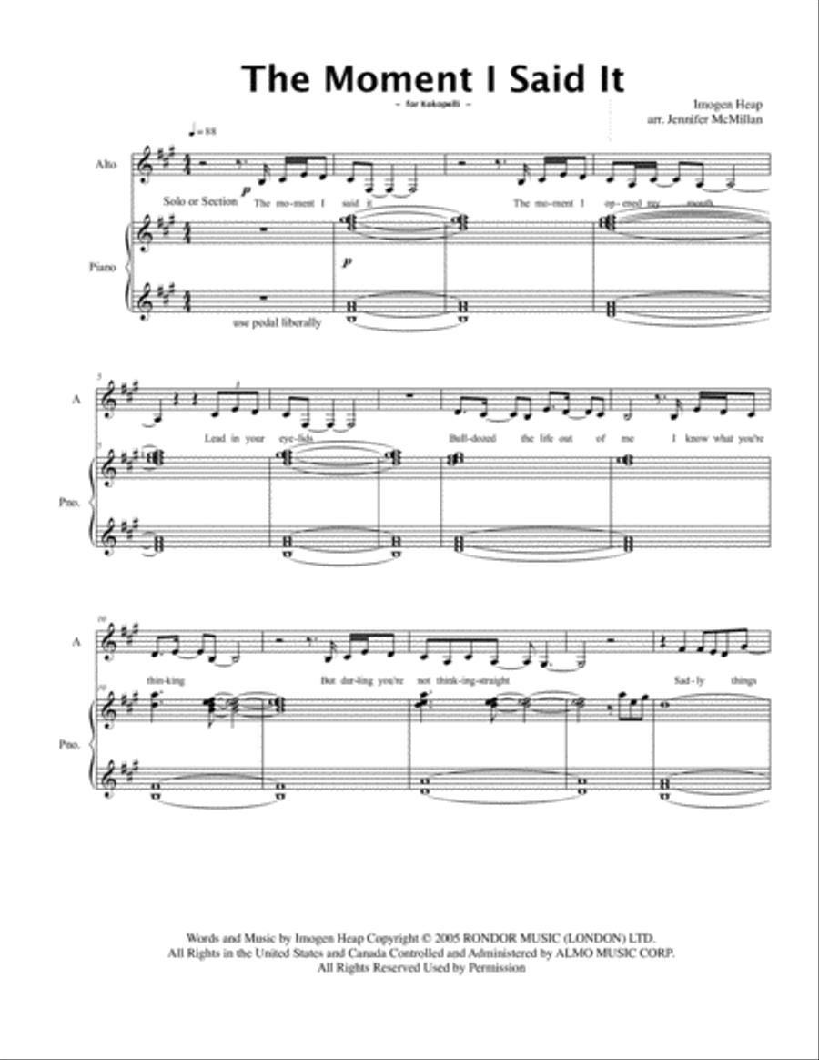The Moment I Said It 4-Part scores gallery preview page 1