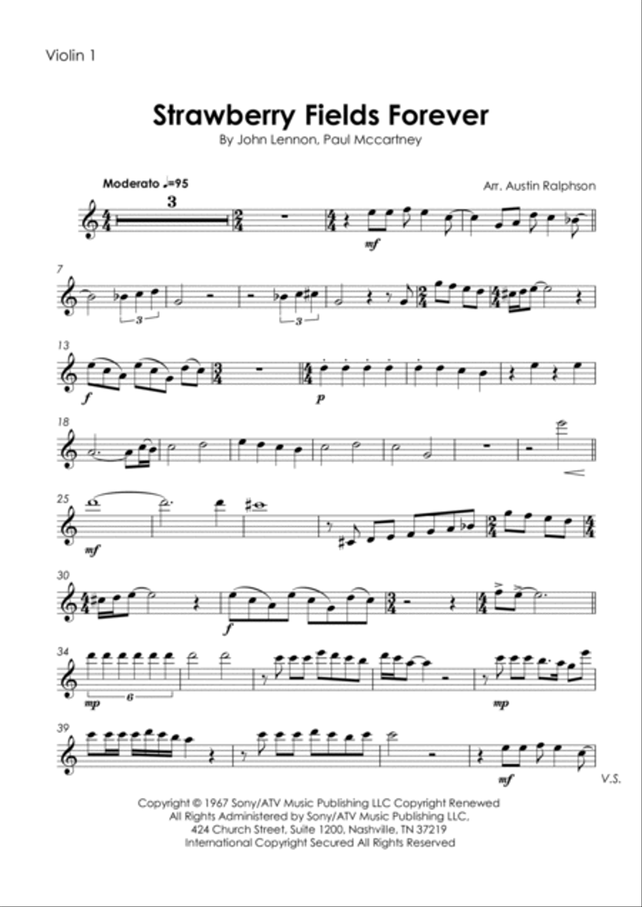 Strawberry Fields Forever String Quartet scores gallery preview page 3