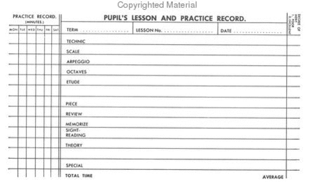 Music Pupil's Lesson Book And Practice Record