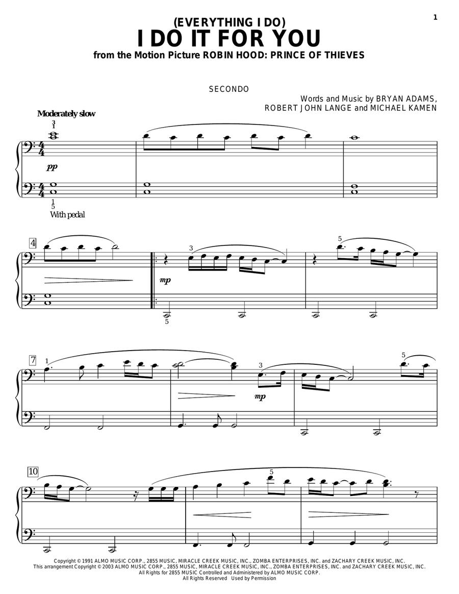 (Everything I Do) I Do It For You Piano Duet scores gallery preview page 1